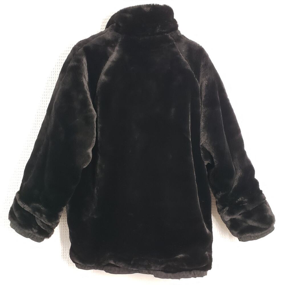 Vintage 90s Suede Faux Fur Jacket Womens Medium Black Reversible Leather Winter - Picture 5 of 16